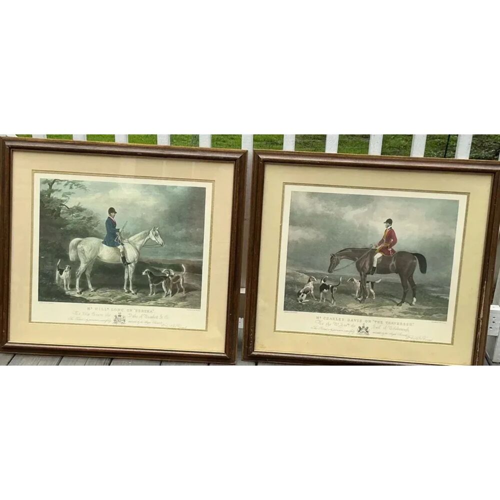 Pair of Antique 19th C. Equestrian Hunting Prints – Edward Hacker after Barraud